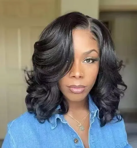Women's Short Straight Hair Side Bangs High temperature Fiber Wig Black - Shop at LoveMi