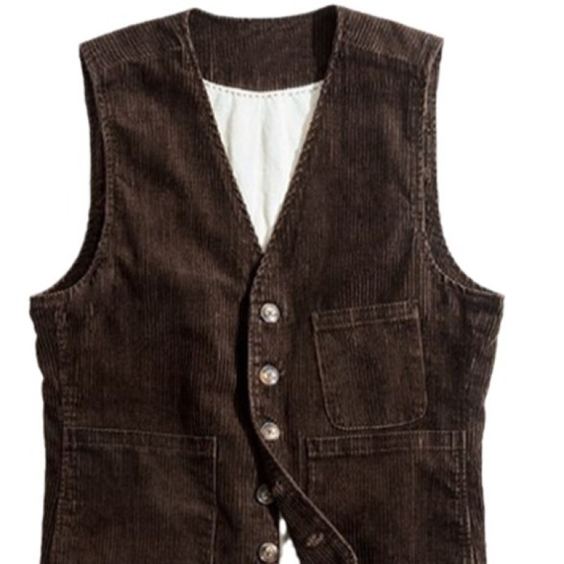 Mens Spring Autumn Corduroy Vest With Patchwork Design