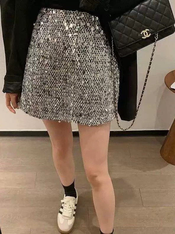 Beaded Mini Skirt Elegant Grey High Waisted Tweed 11 9b6107bb 670c 4a12 ac70 e2d2b0cfdb2f