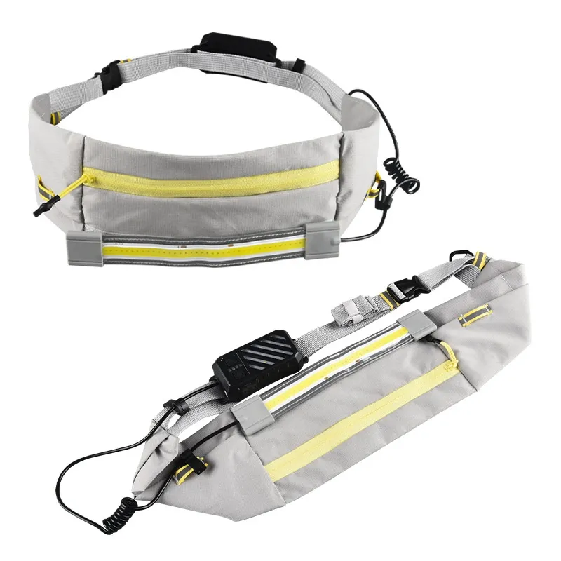 Sports Mobile Phone Bag Large Capacity Night Running Reflective Pockets - Gray