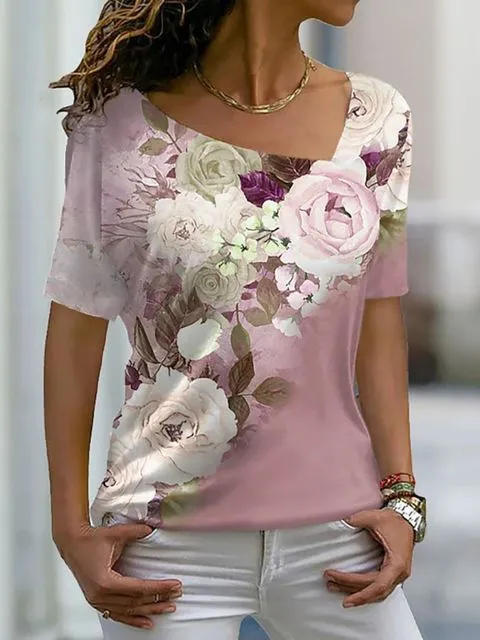 Women's Fashion Asymmetric V neck T shirt Ppt230912F - Shop at LoveMi