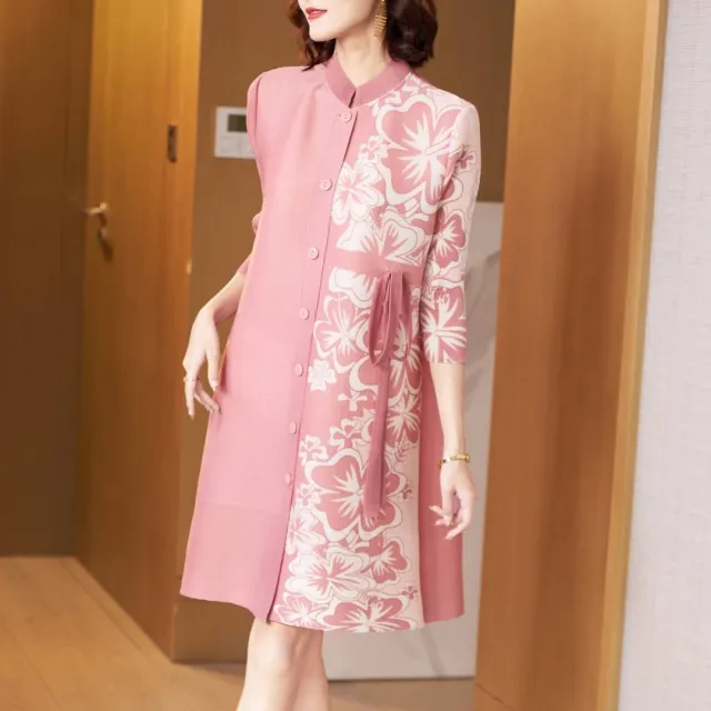 Spring Fashion Pleated Stand Collar Cardigan Single Breasted Loose Cardigan Shirt Pink - Shop at LoveMi