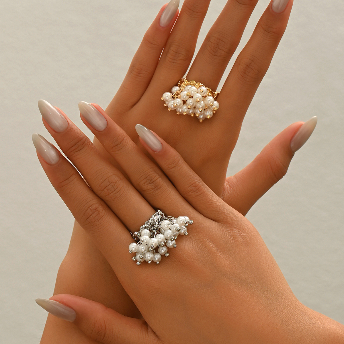 Baroque Style Women's Geometric Open Pearl Ring