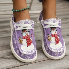 Women's Shoes Christmas Snowman Shape - Purple - View 1
