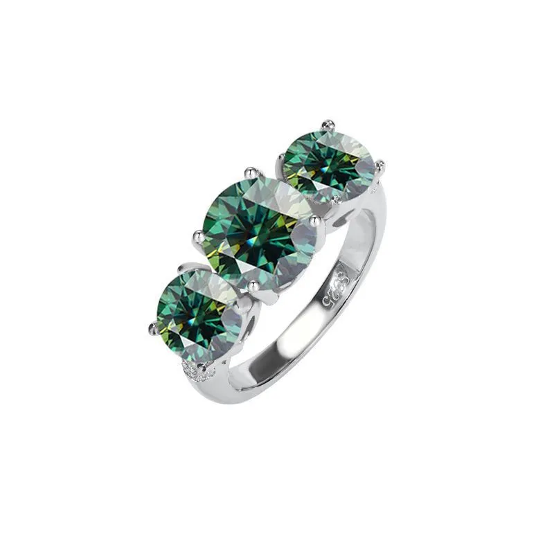 Moissanite Women's Ring High-end Silver Jewelry Accessories - Green