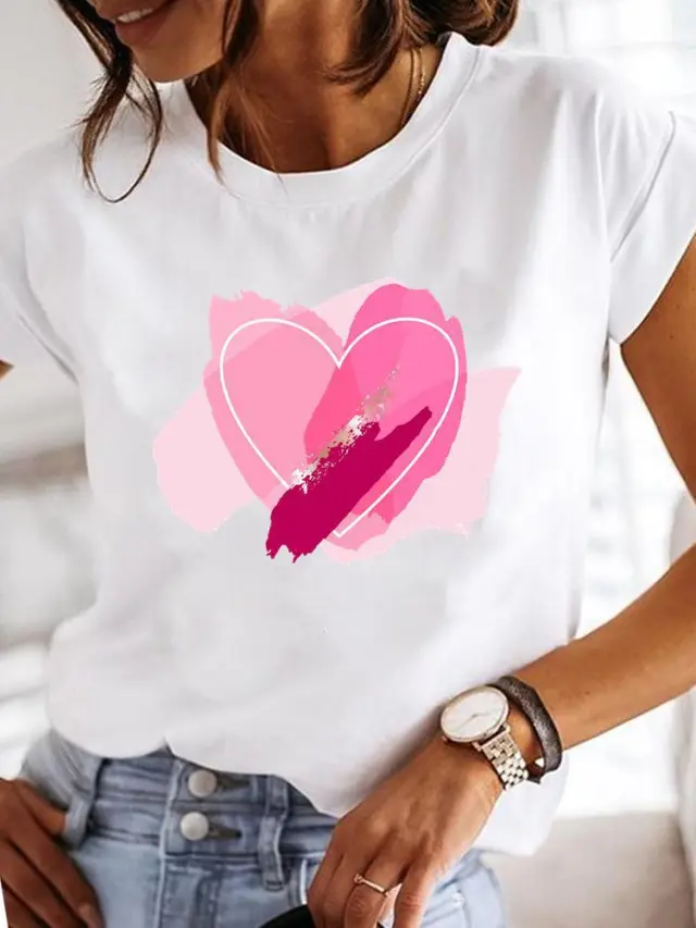 Crew Neck Casual Printed T shirt For Women Ts 2301 17 - Shop at LoveMi