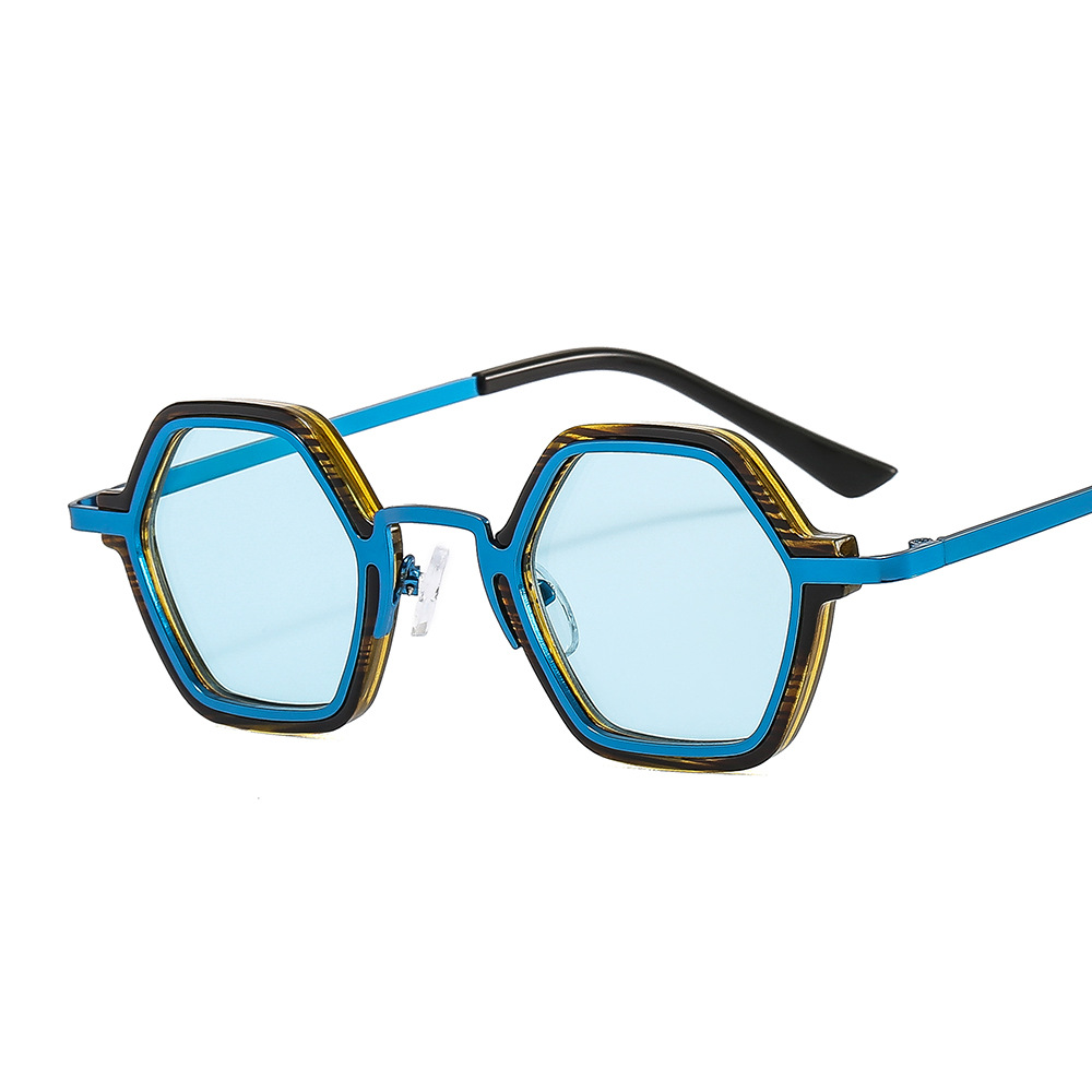 Punk Hip Hop New Sunglasses Personalized Small Frame Multi-Edge – C6