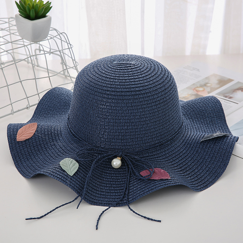 Big Brim Straw Hat Navy Blue