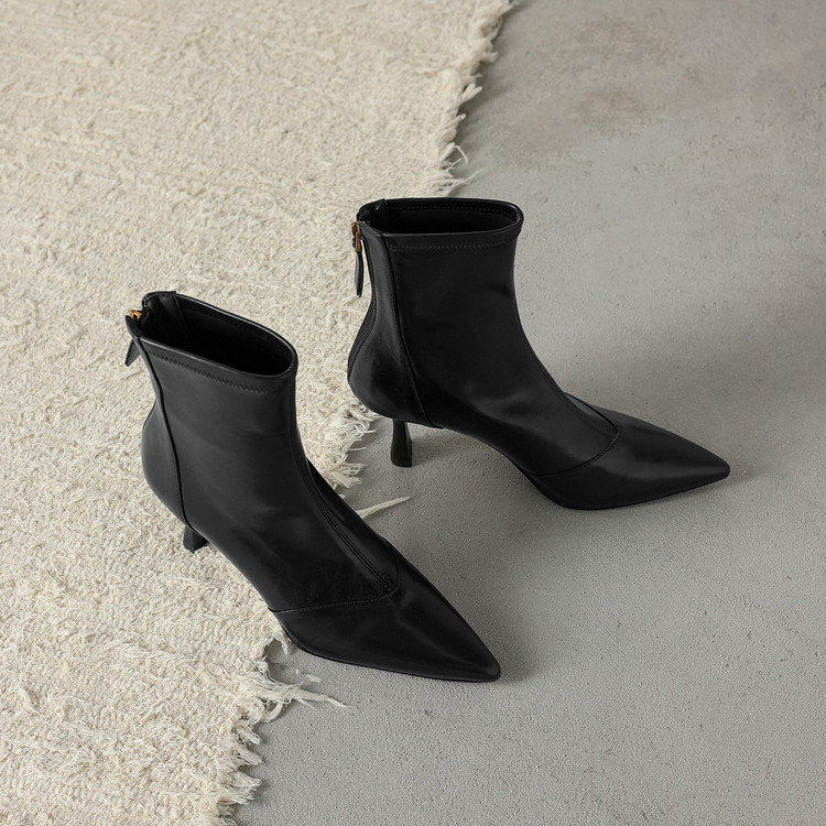 Women’s Cowhide Pointed Toe Stiletto Ankle Boots