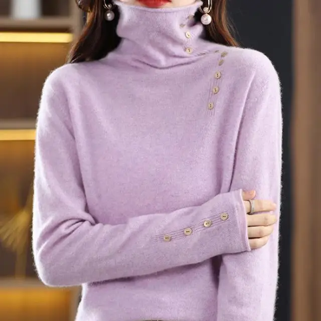 New Slim Fit Internet Celebrity Versatile Knitted Bottoming Shirt Light Purple - Shop at LoveMi