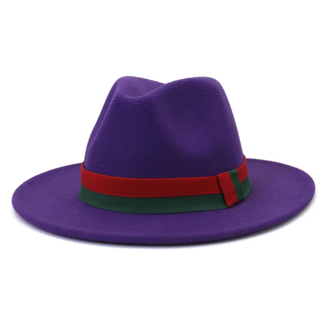 Big Brim British Style Woolen Jazz Top Hat Purple - Shop at LoveMi