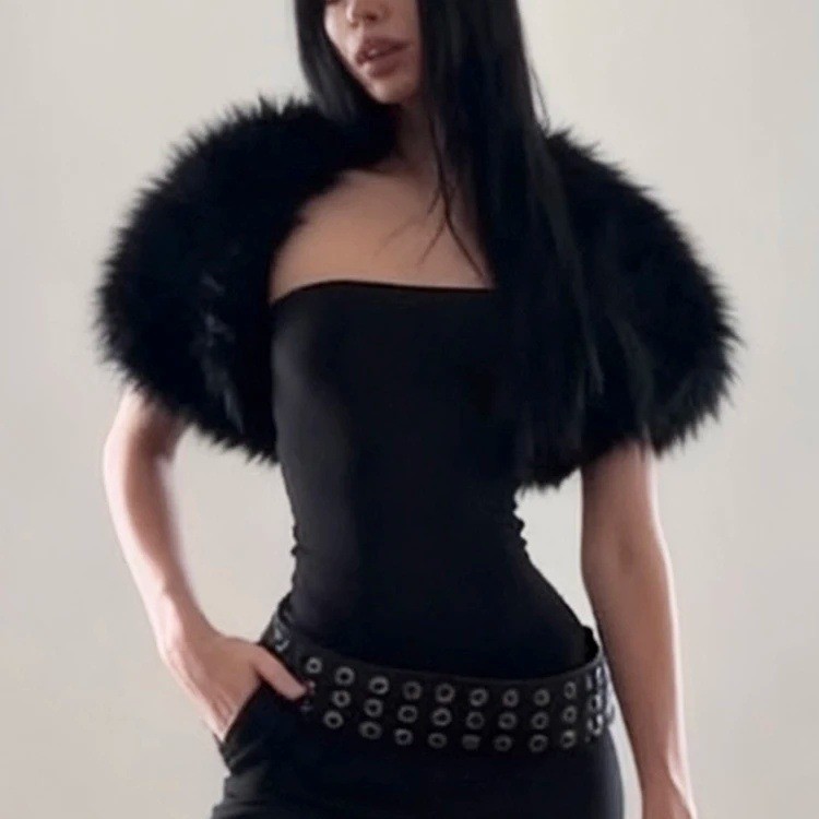 Women's Faux Fur Ultra-short Cape Shawl Jacket 2
