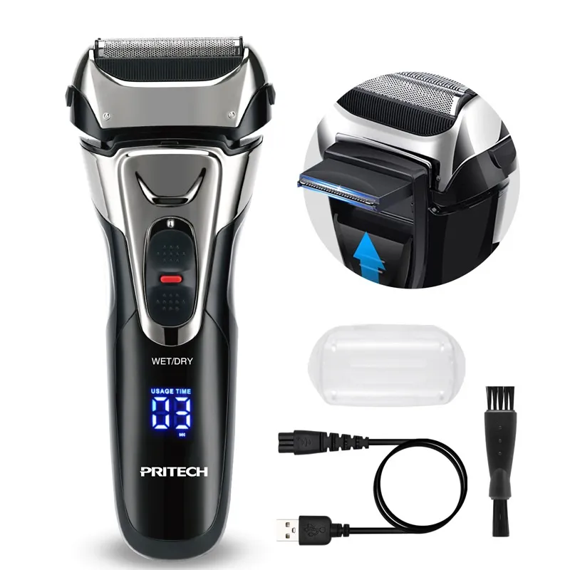 Electric Shaver LED Display Professional Shaver Reciprocating Multifunctional Shaver - Black