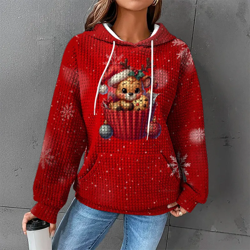 Waffle Sweater Hooded Sweaters Women's Clothing - Zzy24110613-S