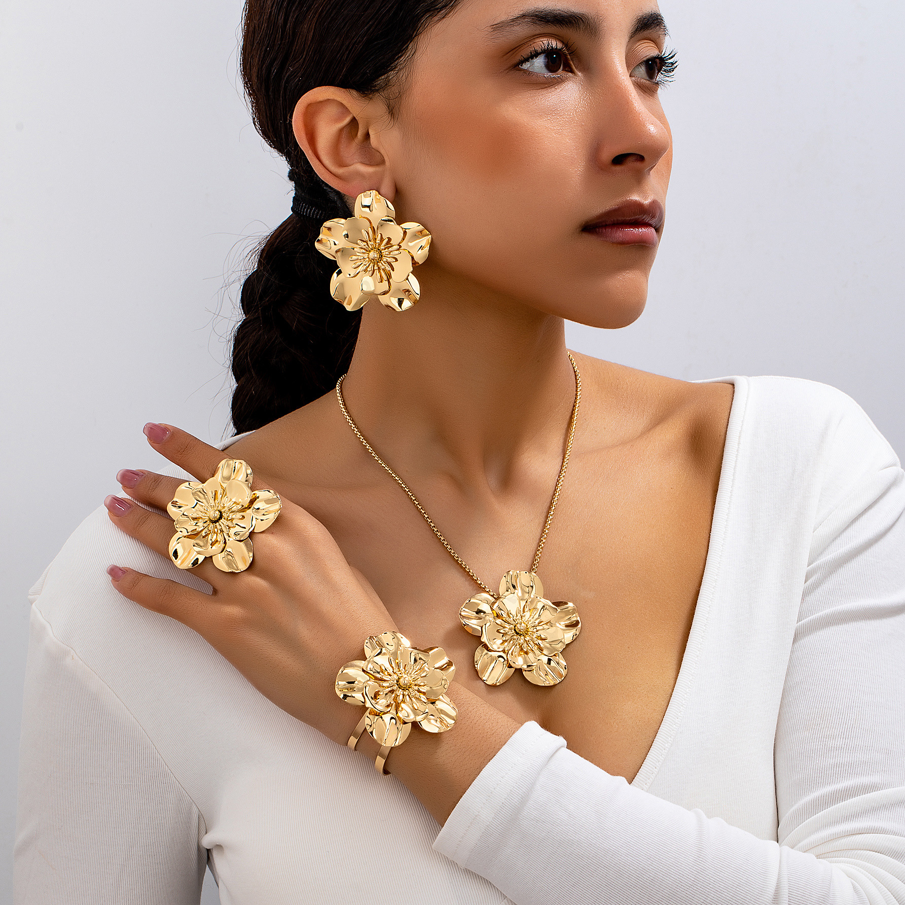 Retro Personalized Flower Jewelry Set