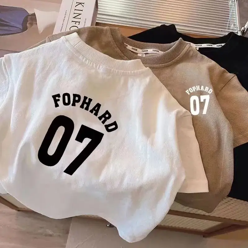 Children's New Cotton Short-Sleeve T-Shirt With Letter Print