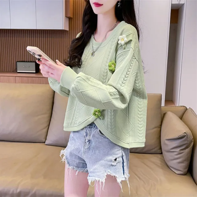 Korean Style Loose Niche Design Irregular Top Green - Shop at LoveMi