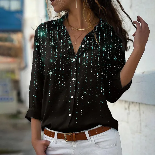 Women's 3D Sequin Gradient Printing Loose Casual Top Zha4978 4Xl - Shop at LoveMi