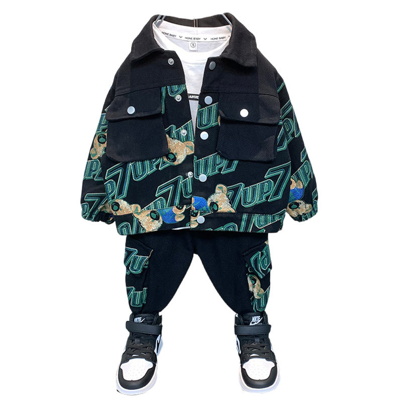 بدلة جينز صبيانية ربيعية مكونة من قطعتين