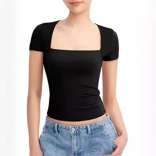 Summer Pullover Outer Wear Slim T shirt Black - Shop at LoveMi