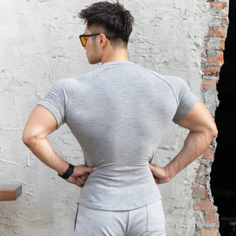 Summer Sports Short-sleeved Men's Cotton Fitness T-shirt Bottoming Shirt