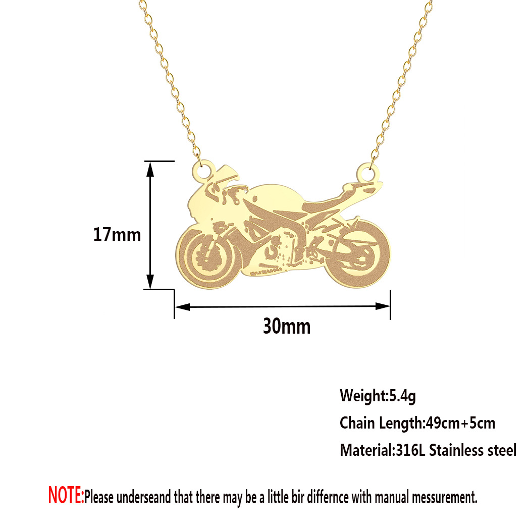 Stainless Steel Motorcycle Pendant Necklace