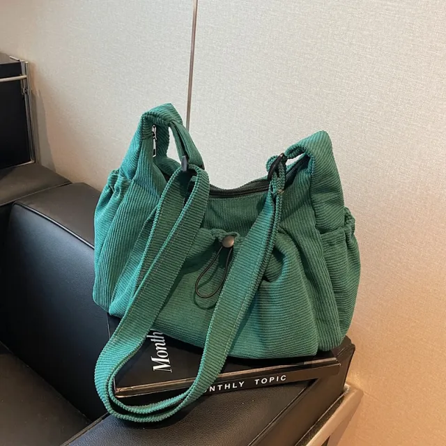 Solid Color Retro Casual Easy Matching Tote Bag Green - Shop at LoveMi
