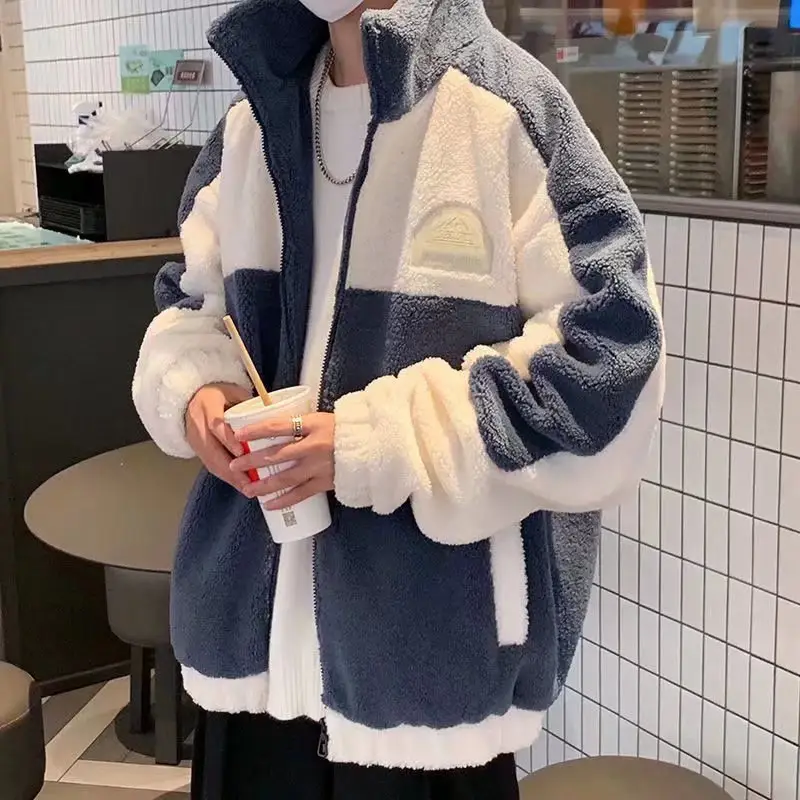 Men's Korean Trendy Lamb Fleece Stand Up