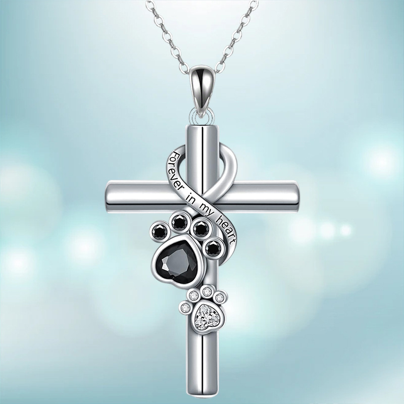 Creative Cross Cat's Paw Pendant Necklace