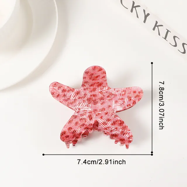 Textured Leopard print Starfish Wave All match Hair Clips Red Starfish - Shop at LoveMi
