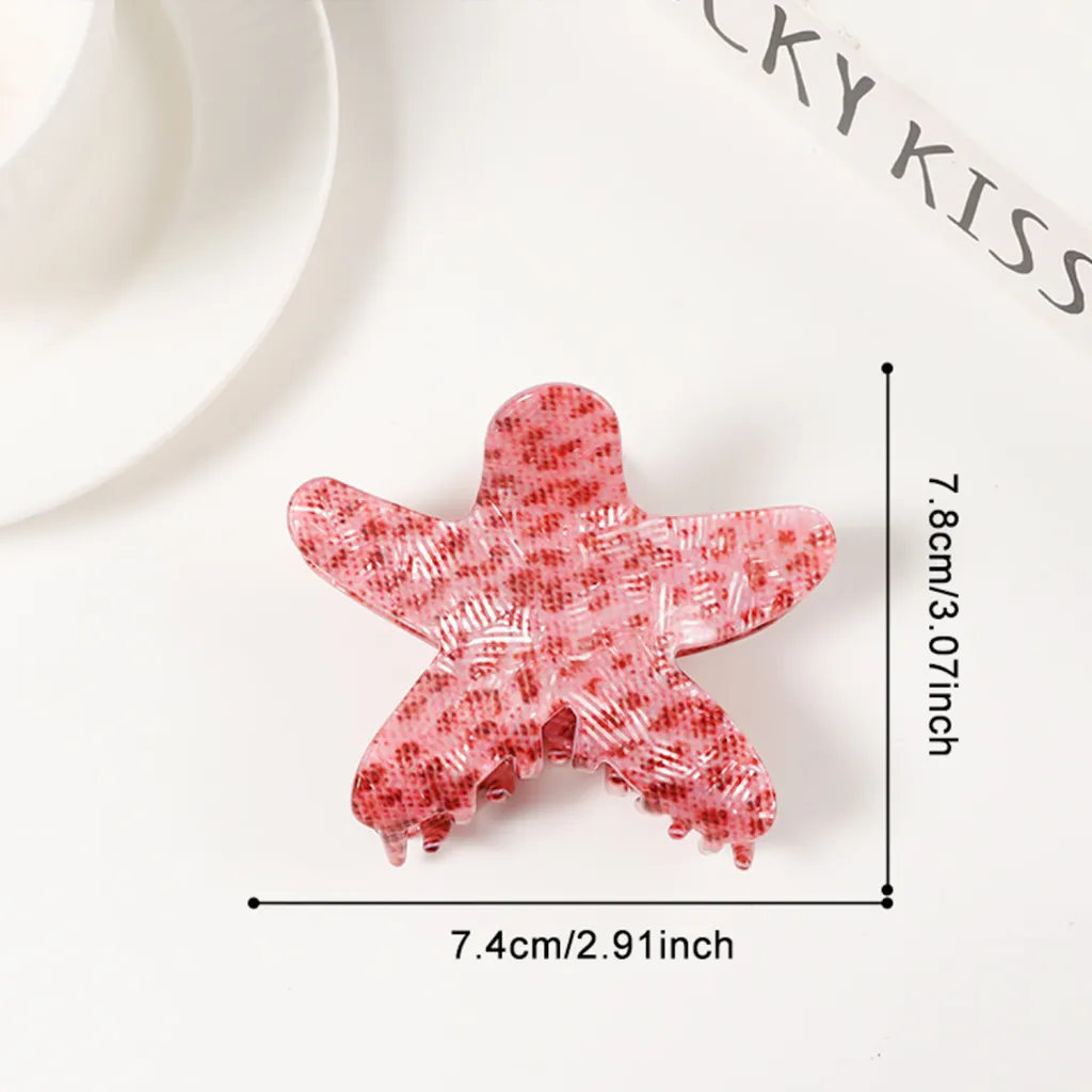Textured Leopard-print Starfish Wave All-match Hair Clips - Red Starfish