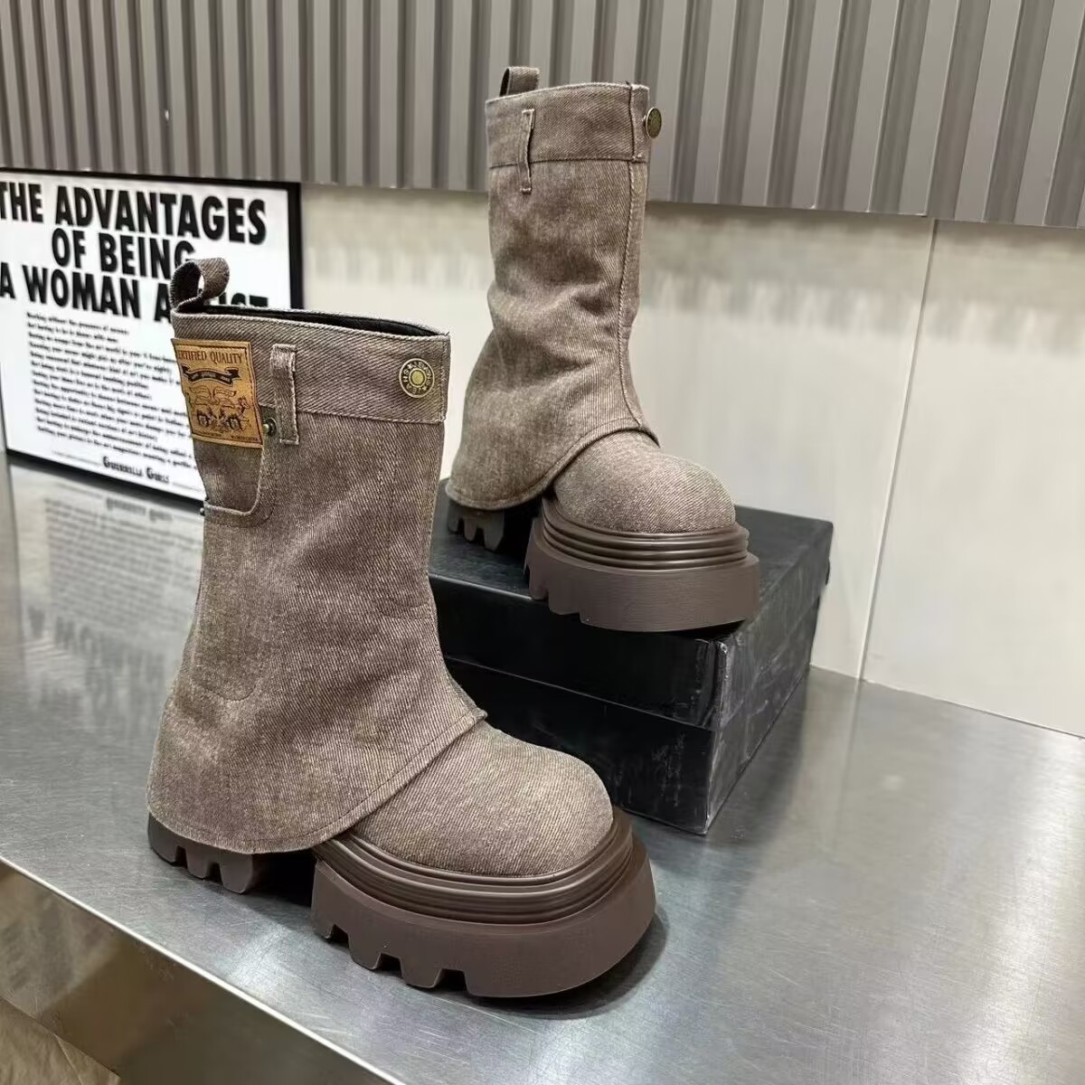 Versatile Casual Thick-soled Fashionable Cigarette Pants Boots For Women