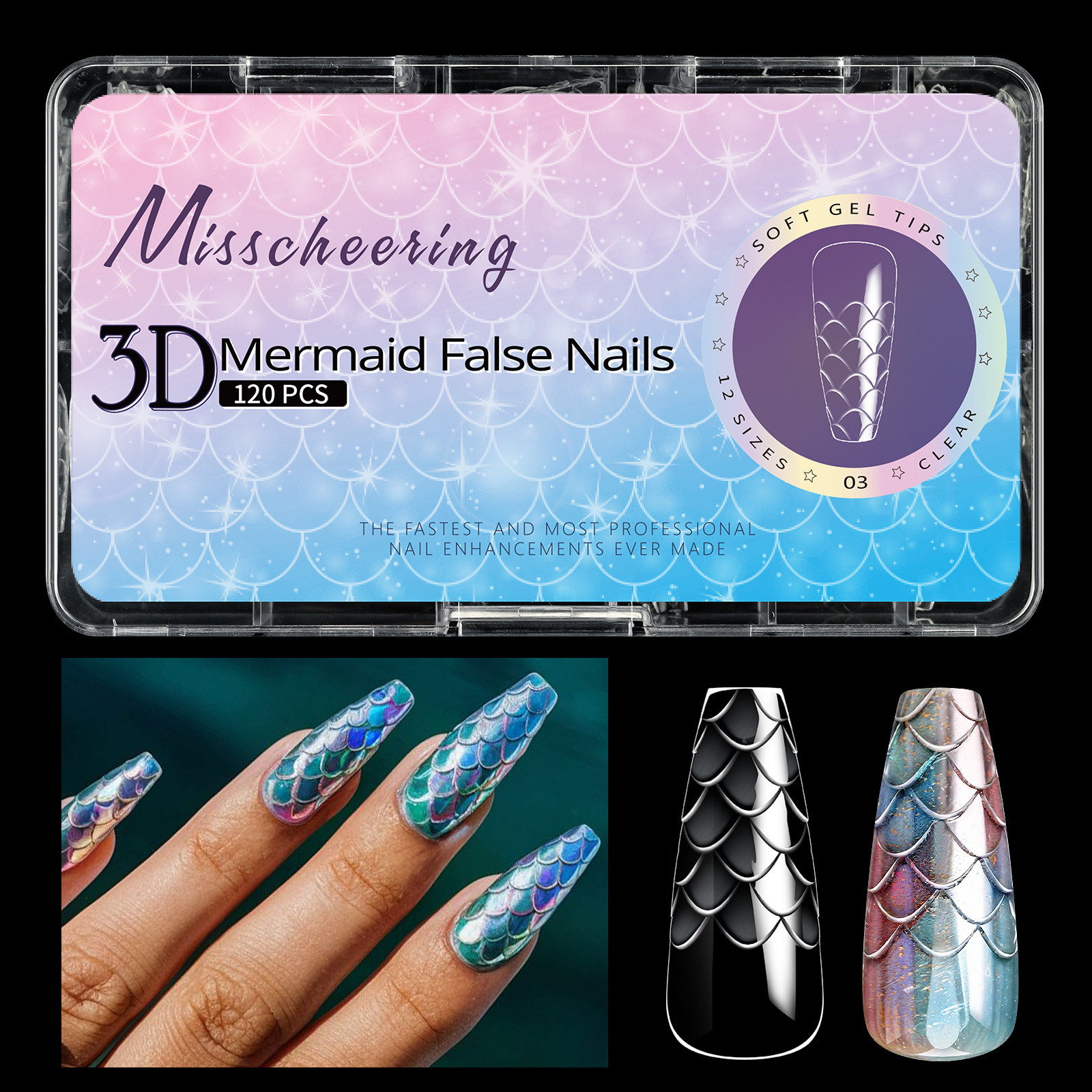 3D Scale Long Shaping Nail Tip