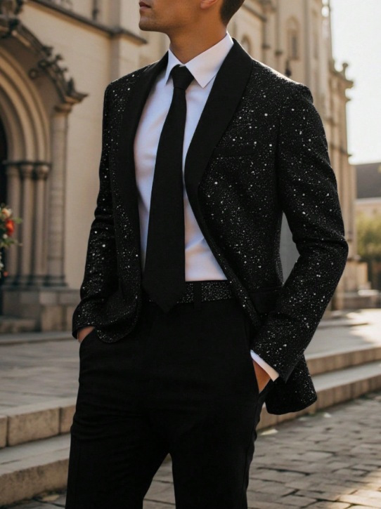 Men's Suit Casual Shiny Banquet Party Outerwear 6