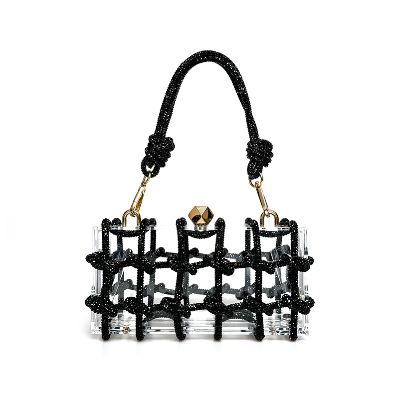 French Sweet Shiny Rhinestone Banquet Small Square Bag — foto 12