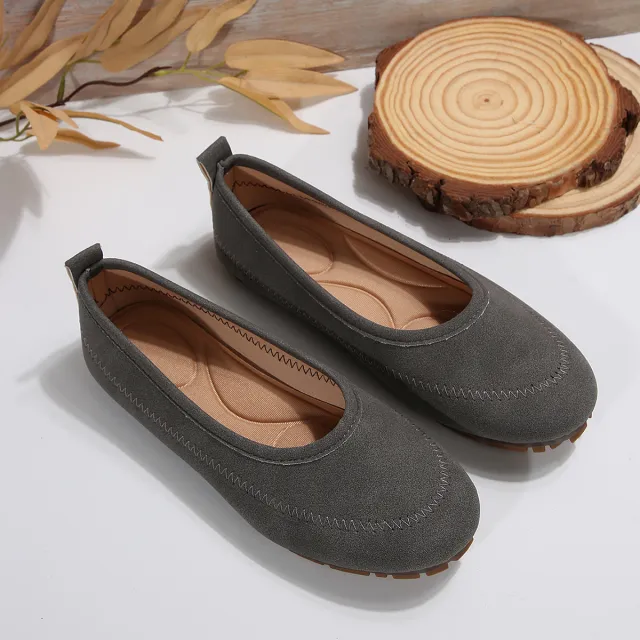 Womens Low cut Round toe Slip on Loafers Womens Flat Shoes Gray - Shop at LoveMi