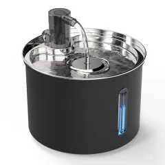 Pet Stainless Steel Plastic Spray Mute With See-through Water Dispenser - Black - View 1