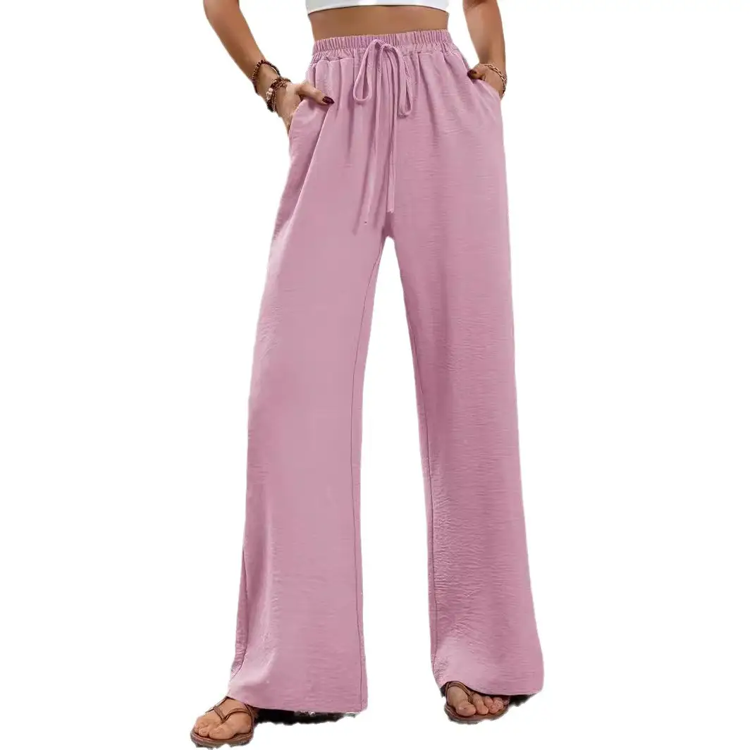 All-match Solid Color Mop Wide-leg Casual Pants