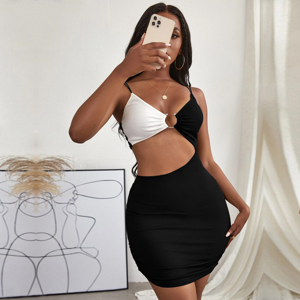 Hollow-out Bustier Spliced Camisole Dress