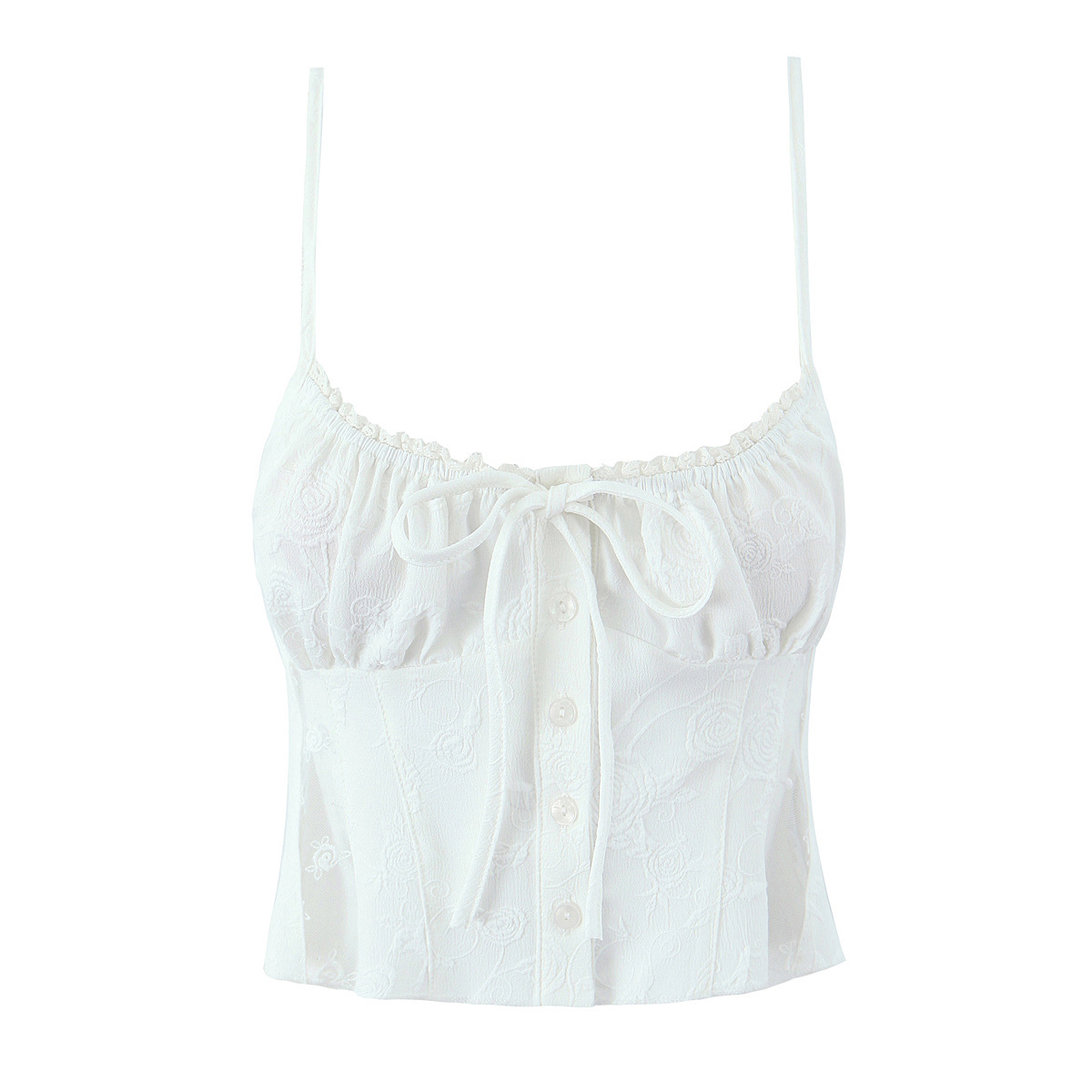 New Sweet Lace Stitching 2-piece Retro Jacquard Small Sling Vest Long Skirt