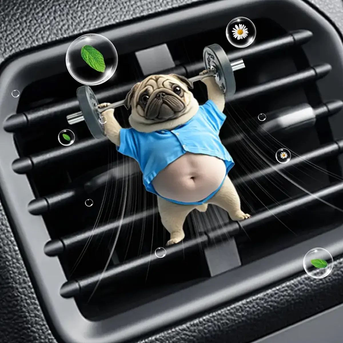 Cute Weightlifting Puppy Flat Acrylic Car Air