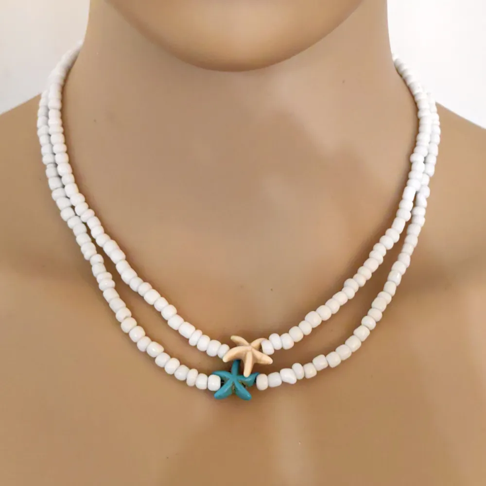 White Bead Handmade Beaded Clavicle Chain For Women