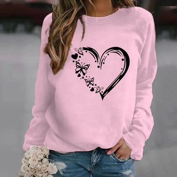 Women's Fashion Casual Loose Sweatshirt Pink - Shop at LoveMi