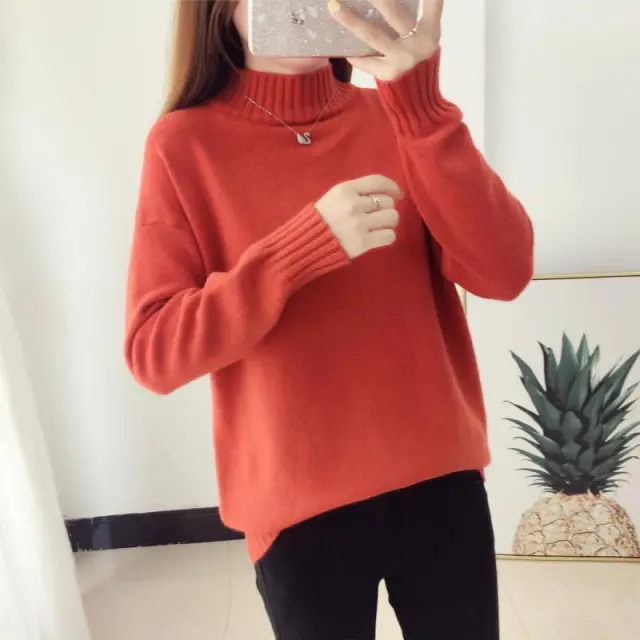 White Turtleneck Sweater Women's Pullover Red - Shop at LoveMi