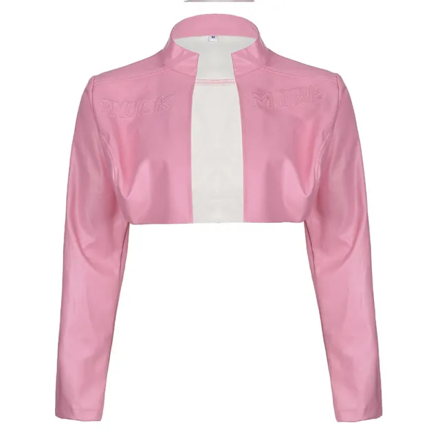 European And American Sexy Locomotive Style Basic Coat Pink - Shop at LoveMi