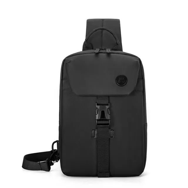 Men's Casual Backpack Large Capacity Shoulder Trendy Simple Design Practical Slanted Chest Bag Black - Shop at LoveMi