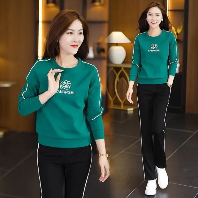 Women's Hoodie Wide leg Pants Casual Sportswear Set Green - Shop at LoveMi