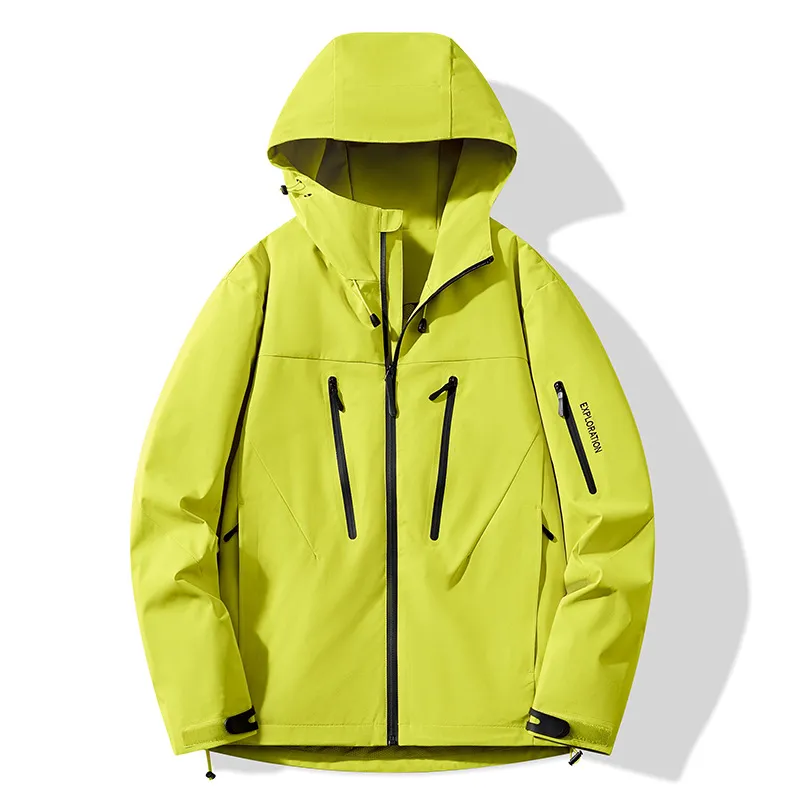 Color-blocked Hard-shell Outdoor Windbreaker Jacket - Fjxh767 Fluorescent Green