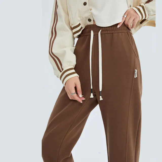 Fleece lined Thickened Windproof Trousers Casual Pants For Women Coffee - Shop at LoveMi