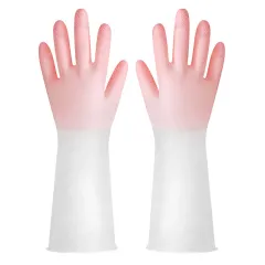 Dishwashing Gloves In Translucent White Made From Cleaning-grade Rubber With A Non-slip Design - Pink - View 1